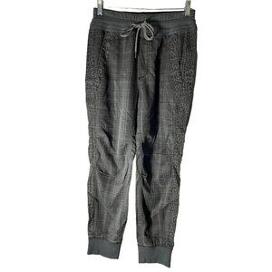 Anthropologie XS Kallie Leopard Print  and Plaid Jogger Drawstring Waist Elastic
